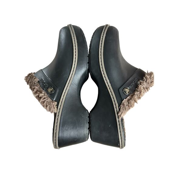 Crocs Women's Size 7 Brown Cobbler Eva Faux Fur Lined Clogs Mules Shoes EUC - Picture 9 of 13
